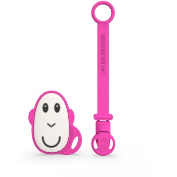 Matchstick Monkey Flat Face Teether & Soother Clip set cadou pentru copii Pink - imagine 2